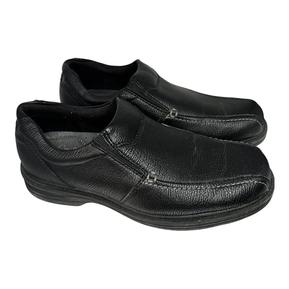 Croft & Barrow Mens Ortholite Slip‎ On Loafers Black Pebbled Shoes Size 8 Med